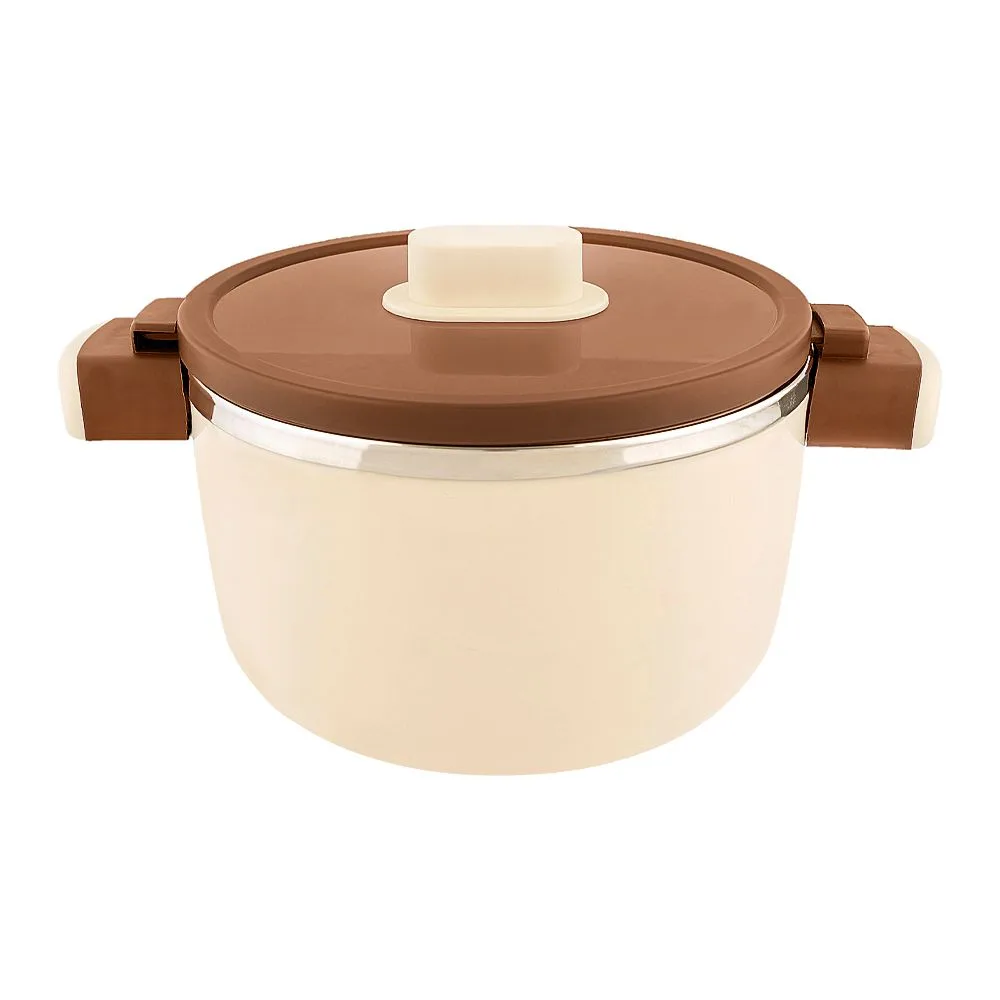 Comfortable casual happy ware forte warmer hot pot with twist lock lid, 25 x 18 x 13.5cm, 1.8 liters, brown, su-647