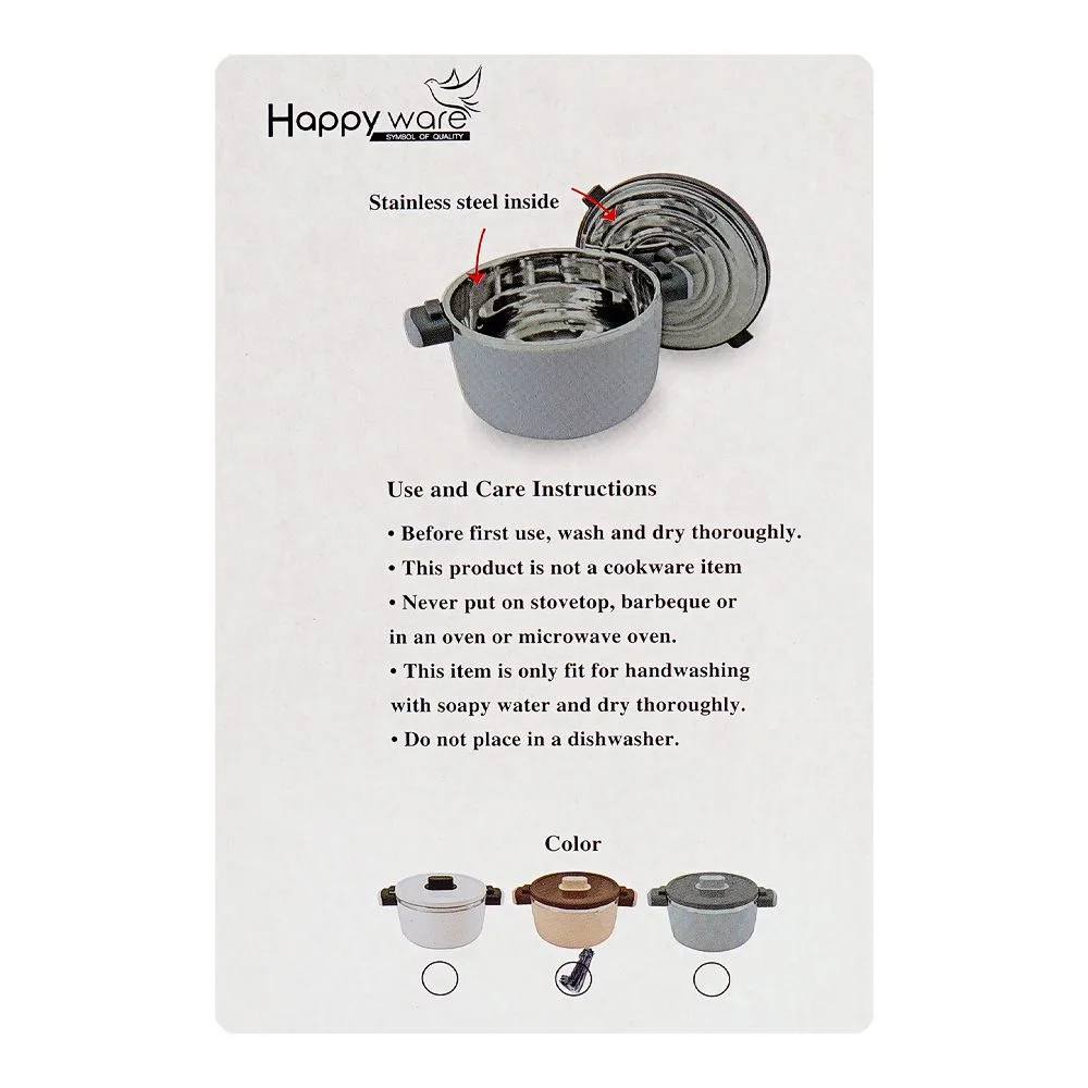 Close-up design of happy ware forte warmer hot pot with twist lock lid, 25 x 18 x 13.5cm, 1.8 liters, brown, su-647