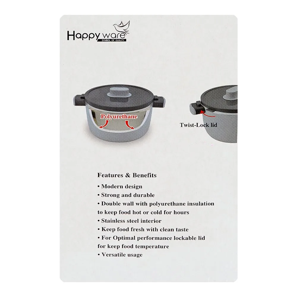 Premium everyday wear happy ware forte warmer hot pot with twist lock lid, 25 x 18 x 13.5cm, 1.8 liters, brown, su-647