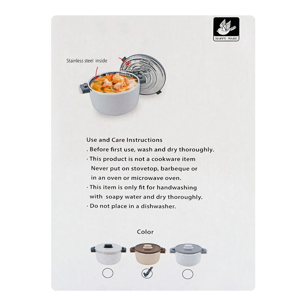 Close-up design of happy ware forte warmer hot pot with twist lock lid, 29.5 x 22.2 x 16.5cm, 3.5 liters, brown, su-648