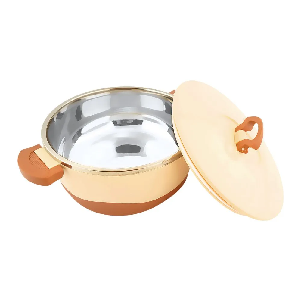 Side view of happy ware hot pot with lockable lid, 26.5 x 20 x 11cm, 1800ml, beige, su-631