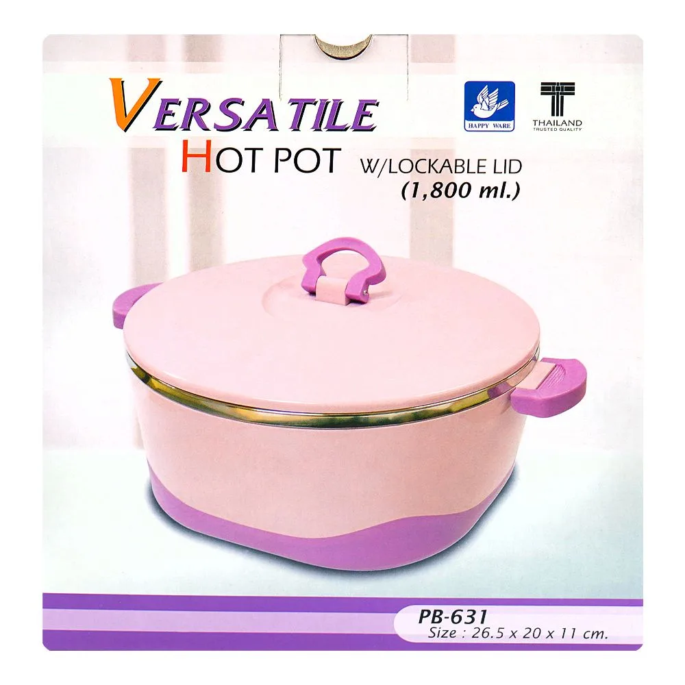 Close-up design of happy ware hot pot with lockable lid, 26.5 x 20 x 11cm, 1800ml, beige, su-631