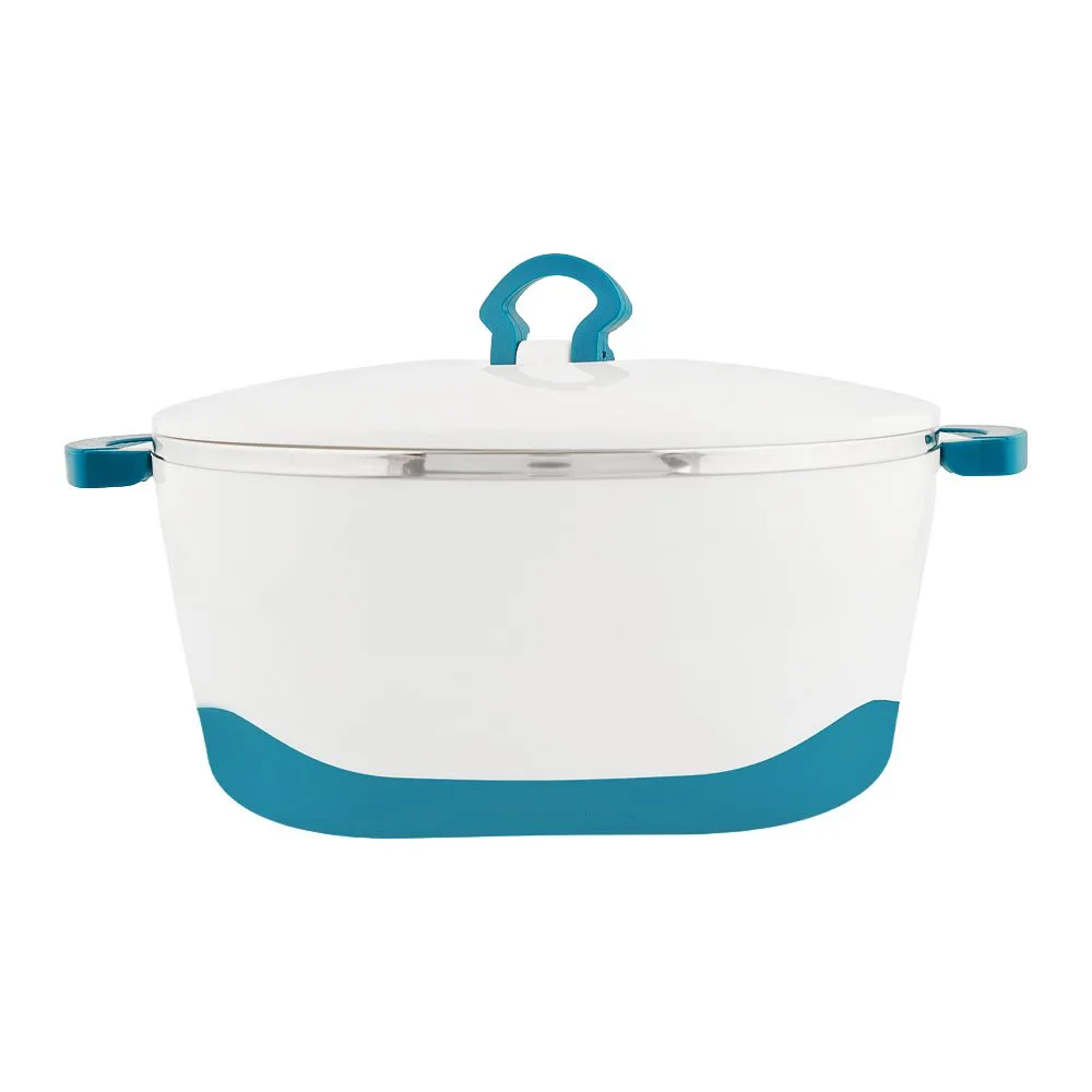 Side view of happy ware hot pot with lockable lid, 38 x 30 x 17cm, 6500ml, green, su-633