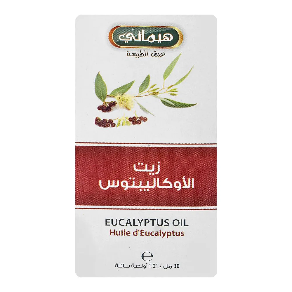 Side view of hemani eucalyptus oil, 30ml