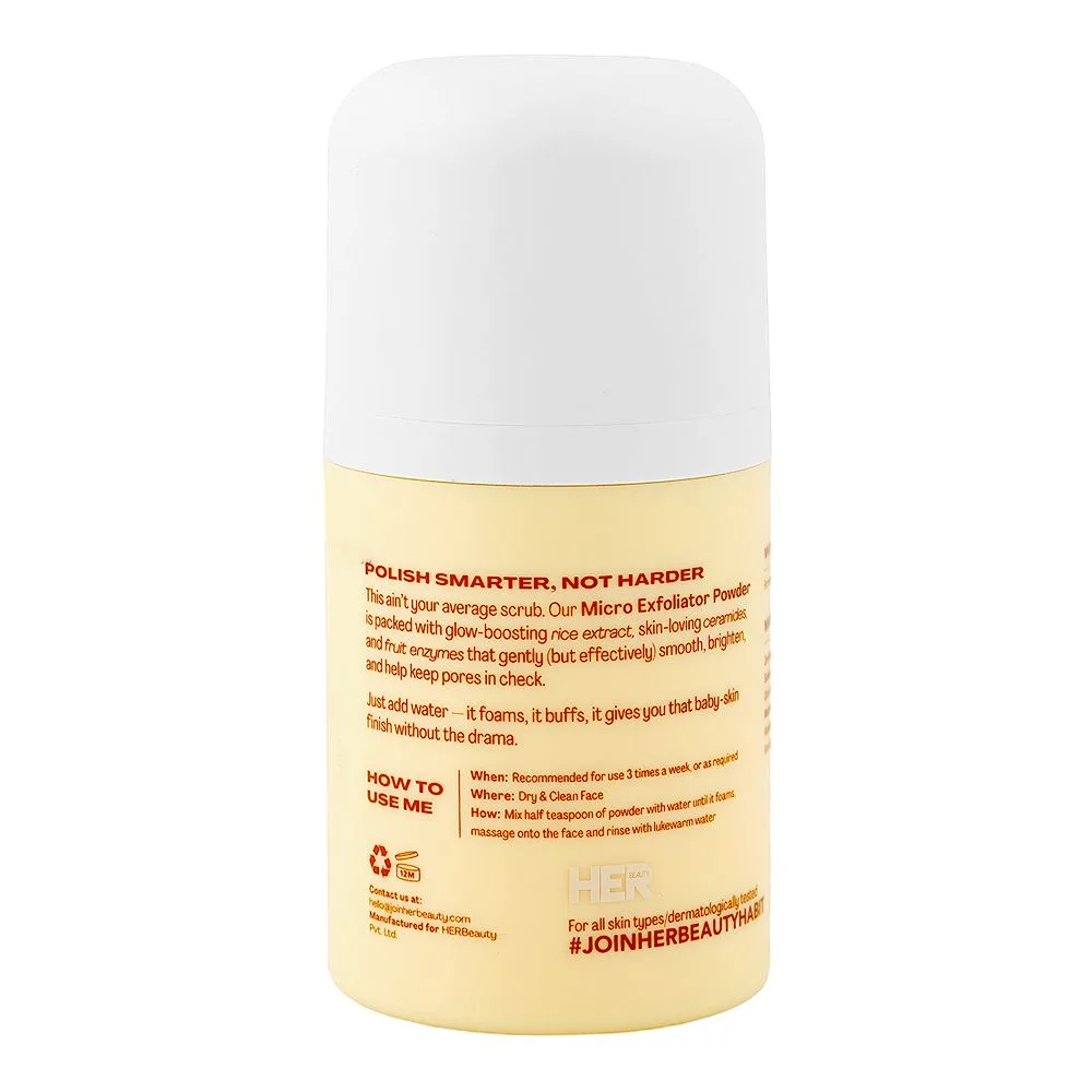 Comfortable casual her beauty micro exfoliator powder, rice extract, for skin brightening, 40g