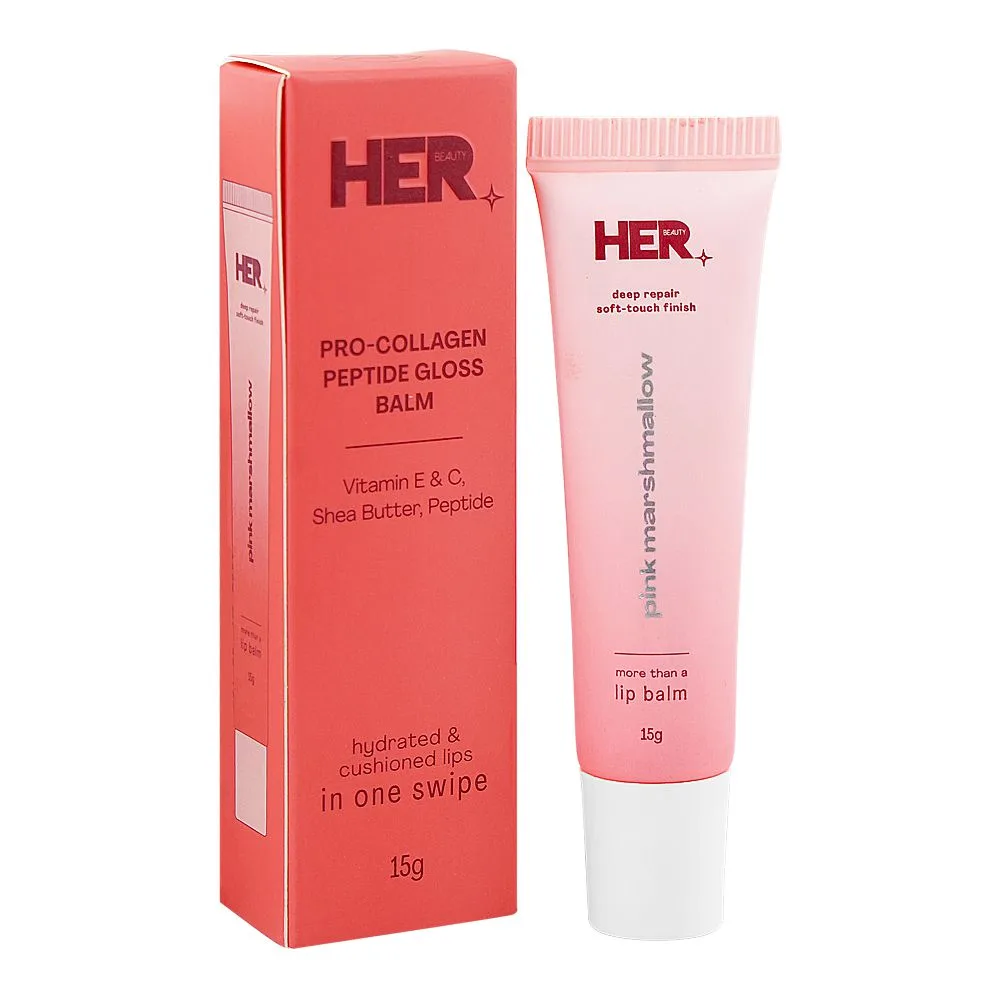 Her Beauty Pro-Collagen Peptide Gloss Lip Balm, Pink Marshmallow, 15g