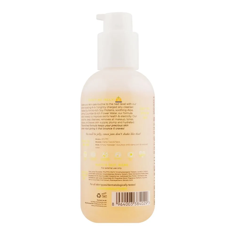 Side view of her beauty soy smoothie 4-in-1 brightly charged jelly cleanser, 200ml