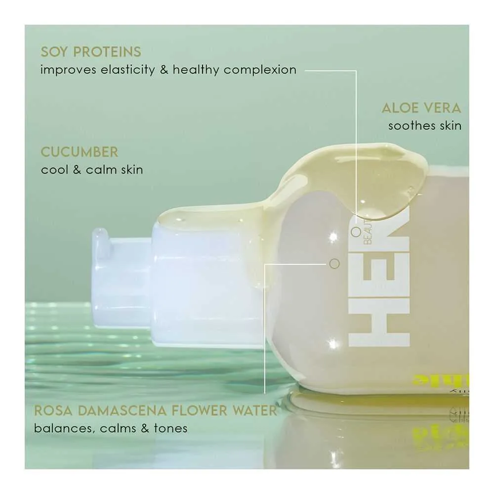 Front angle of her beauty soy smoothie 4-in-1 brightly charged jelly cleanser, 200ml