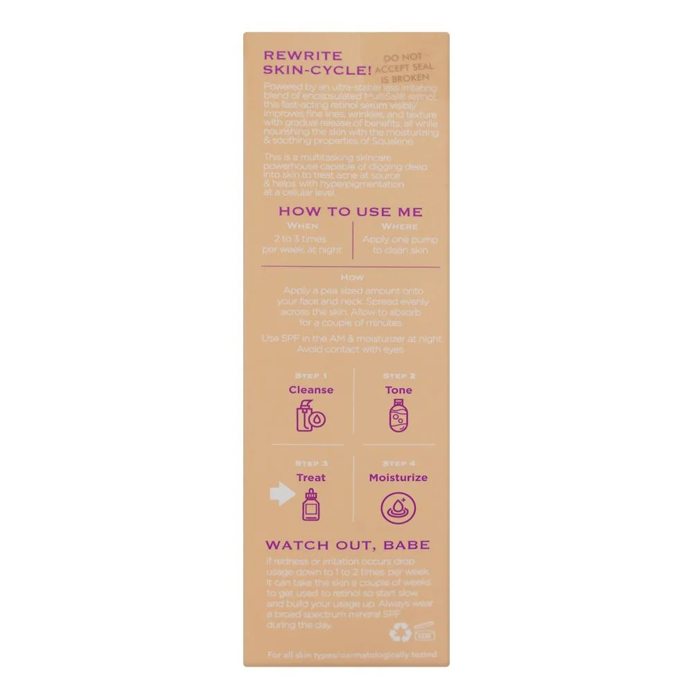 Side view of her beauty superkind lift & renew serum with retinol, for all skin types, 30g