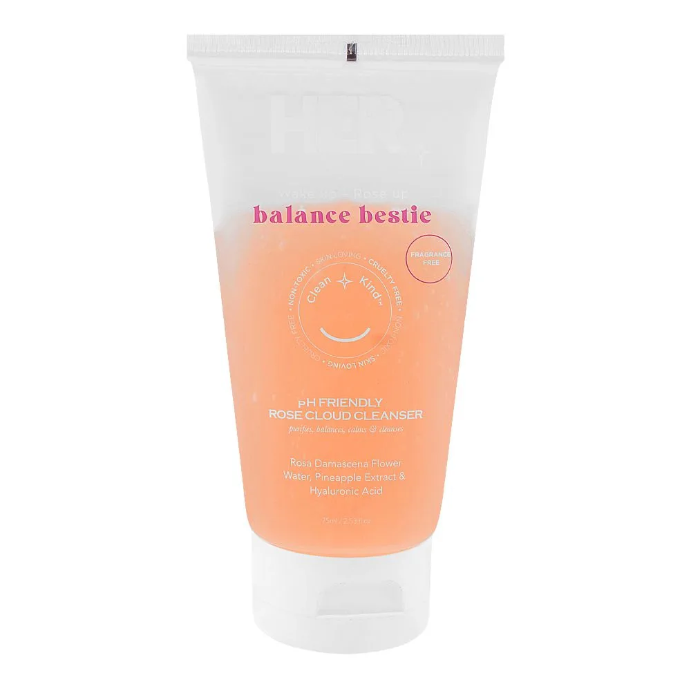 Her Beauty Wake Up-Rose Up Balance Bestie PH Friendly Rose Cloud Cleanser, Hyaluronic Acid, Fragrance Free, For All Types Of Skin, 75ml