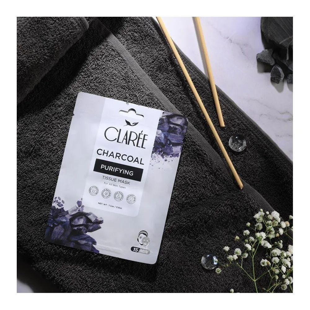Comfortable casual herbion naturals claree charcoal purifying tissue mask, for all skin types