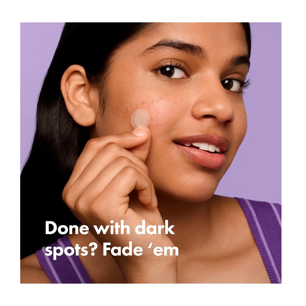 Side view of hero cosmetics micropoint mighty patch, vitamin c, niacinamide, for dark spot, 8-pack