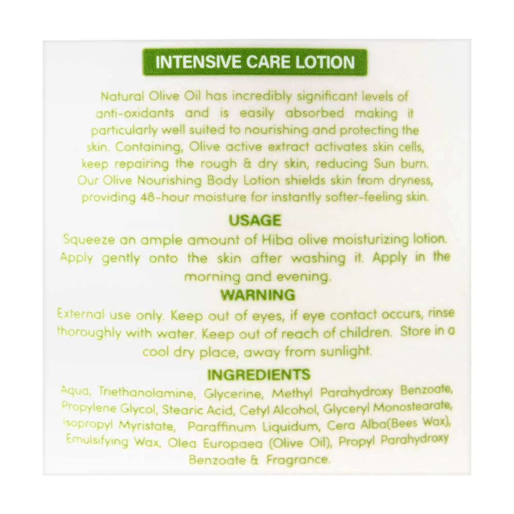 Comfortable casual hiba's collection olive oil intensive moisturizing lotion, dry & sensitive skin, 300ml