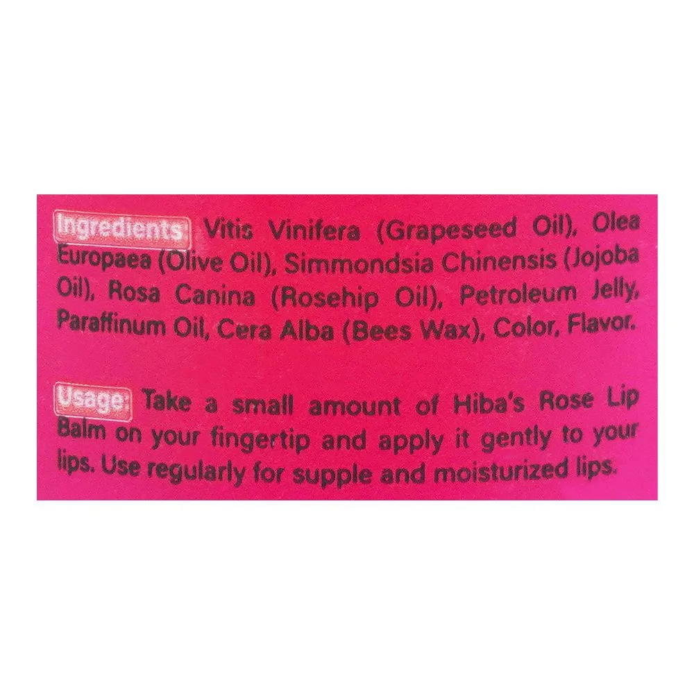 Comfortable casual hiba's collection rose lip balm, best for cracked lips, 15ml