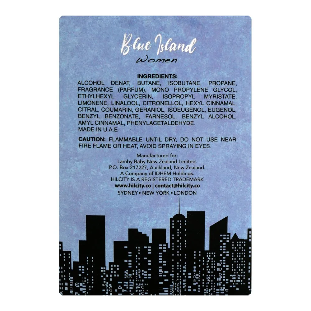 Side view of hill city blue island women, eau de parfum, 100ml