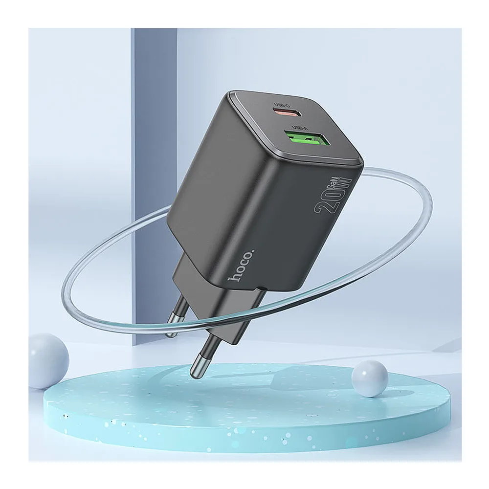 Comfortable casual hoco almighty charger, usb-a + usb-c port, 20w, n41