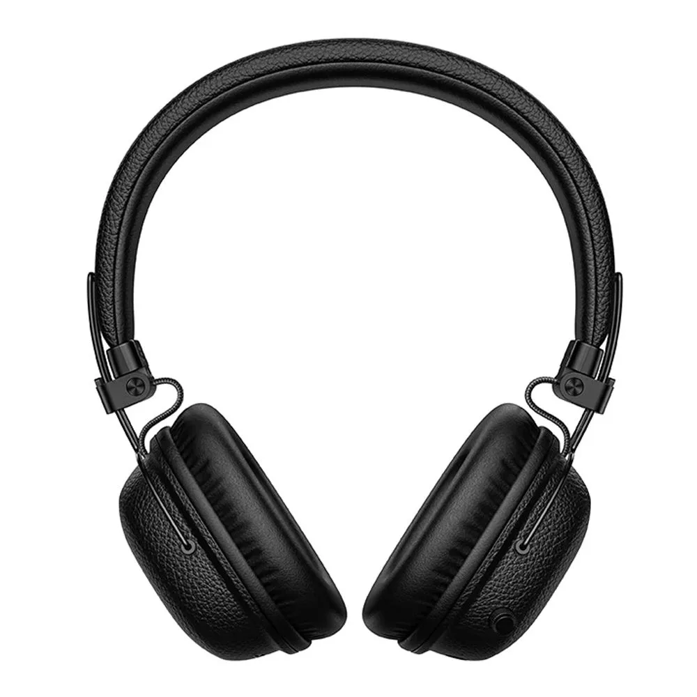 Side view of hoco earl 2 bluetooth headphones, ipx3 water resistant, 300mah battery, 32hours playtime, w64, black