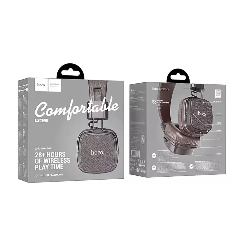 Comfortable casual hoco earl bluetooth headphones, 250mah battery, 28 hours playtime, brown, w56