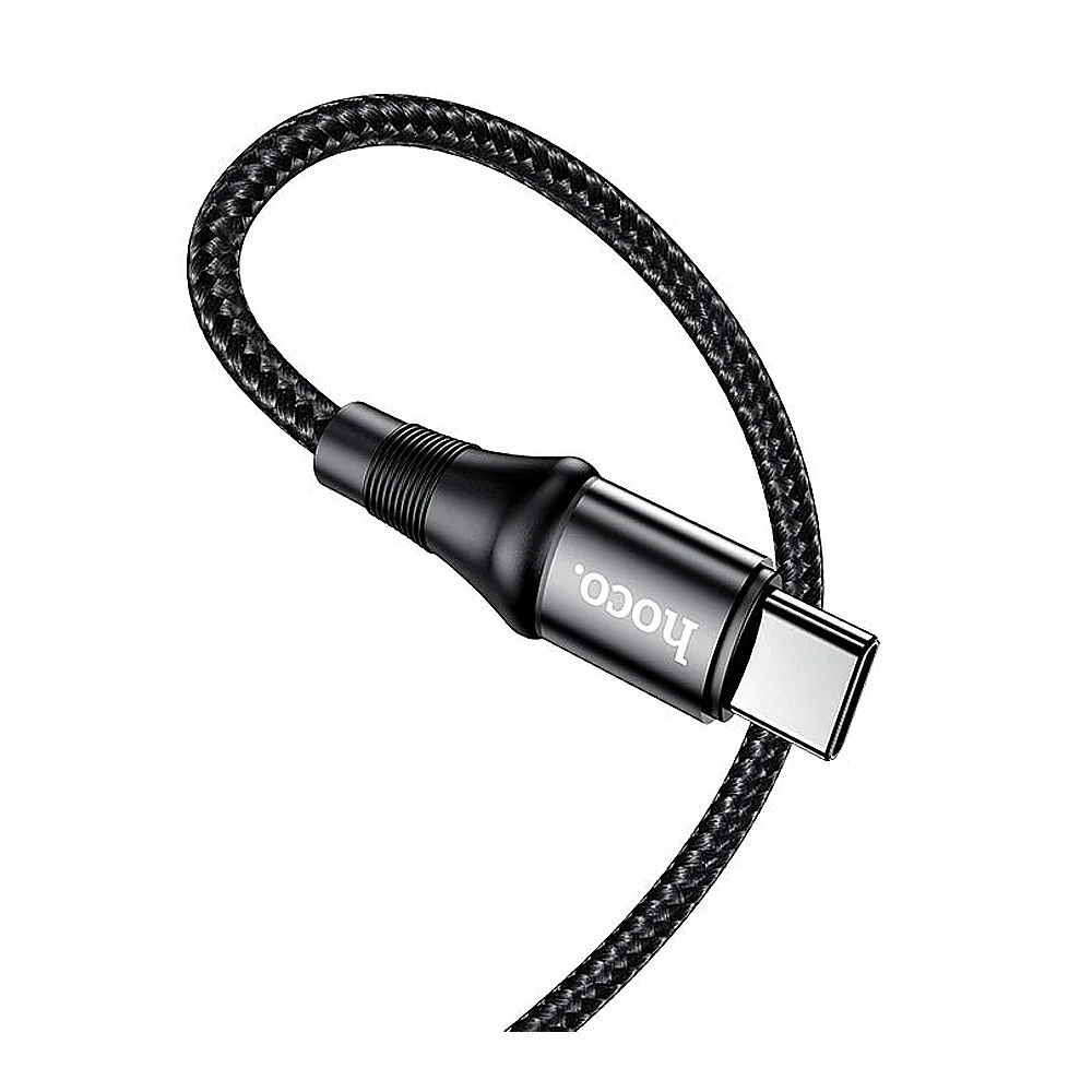 Side view of hoco exquisito charging data cable, usb-c to usb-c, 100w, 1 meter, x50