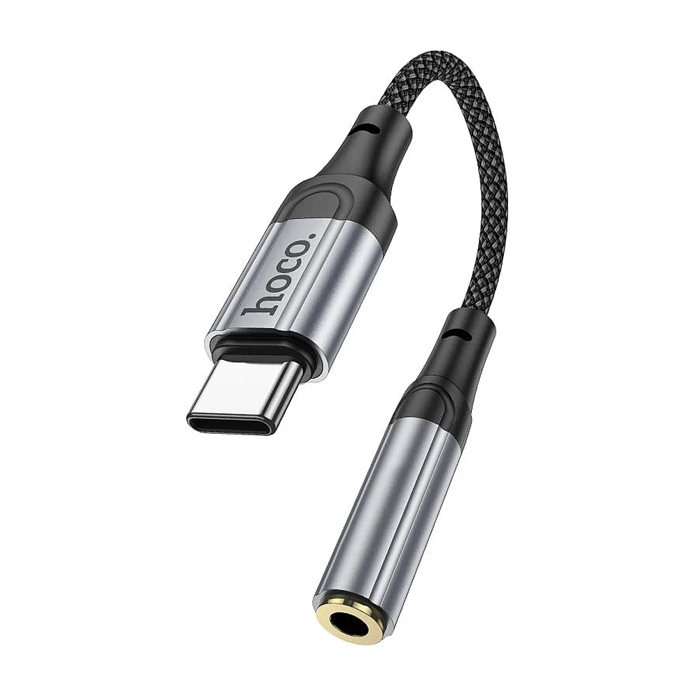 Side view of hoco fresh digital usb-c to 3.5 audio converter, ls36