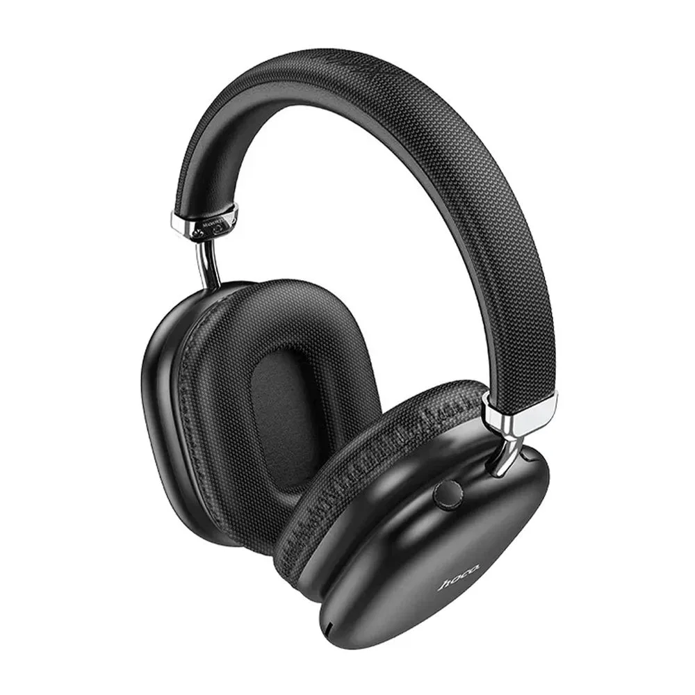 Side view of hoco max auspicious anc noise reduction bluetooth headphones, 800mah battery, 90 hours playtime, w35, black