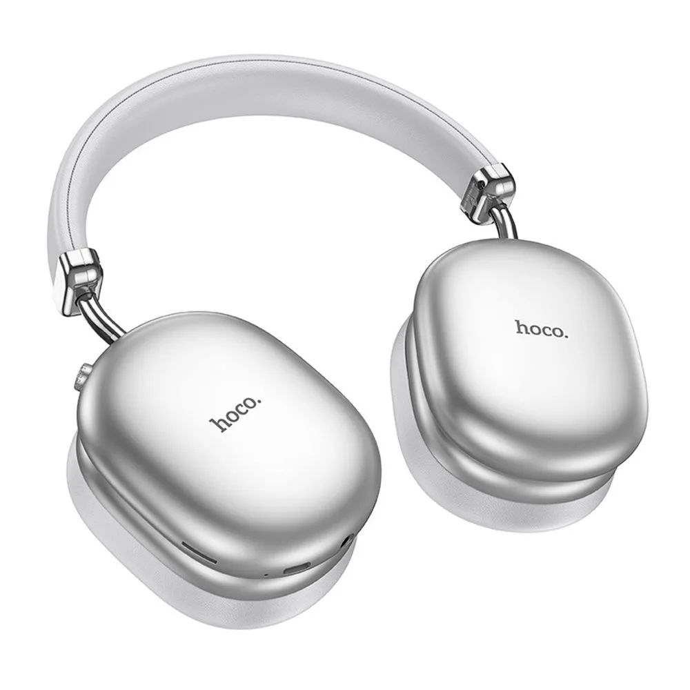 Comfortable casual hoco max auspicious anc noise reduction bluetooth headphones, 800mah battery, 90 hours playtime, w35, silver