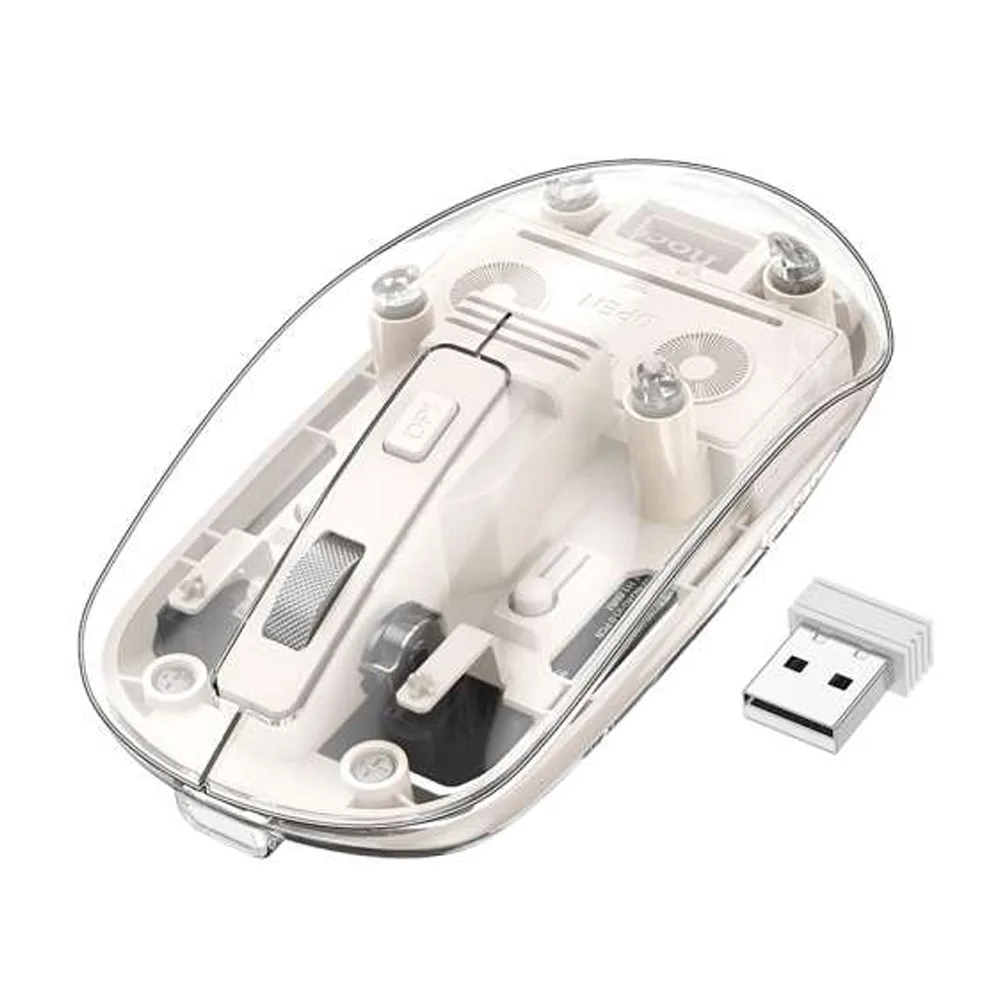 HOCO Mysterious Dual-Mode Silent Wireless Mouse, White, GM29