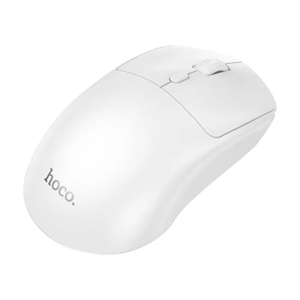 Side view of hoco platino 2.4g wireless mouse, gm42, white