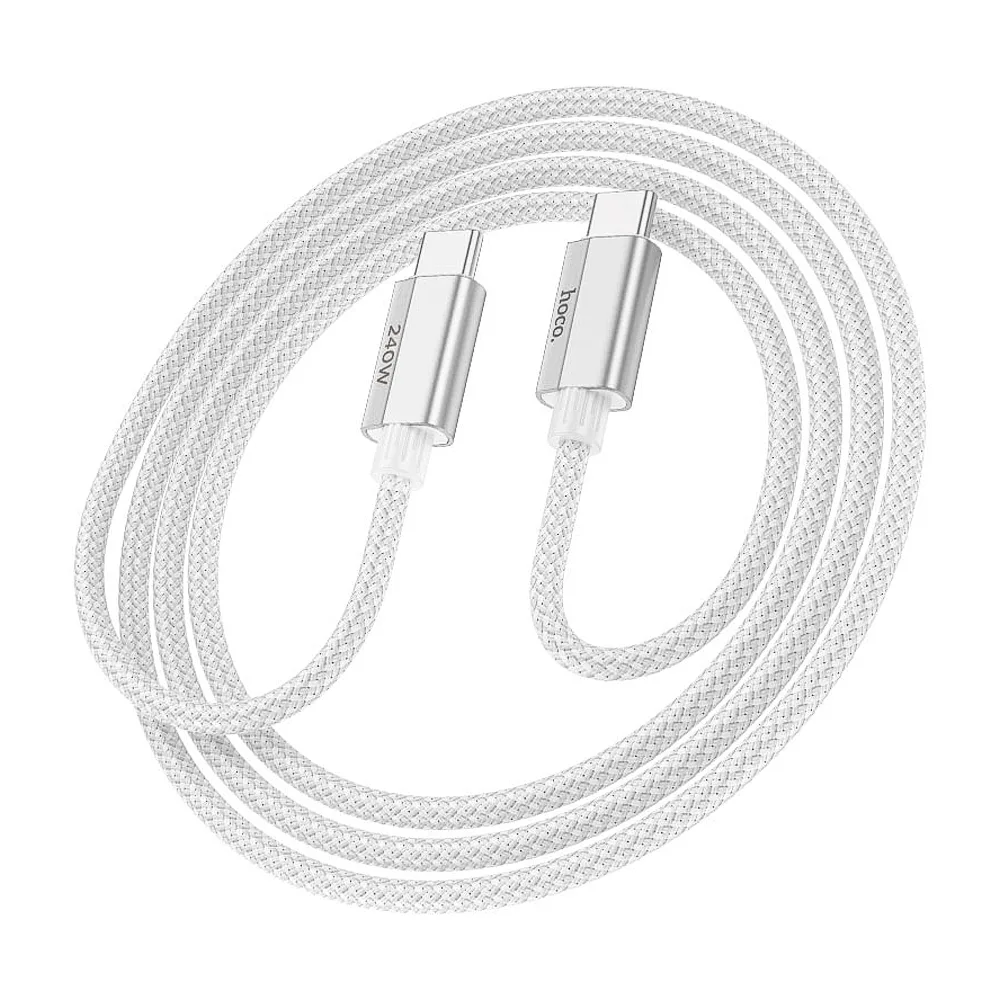Side view of hoco primero charging data cable, usb-c to usb-c, 240w, 1.8 meter, u134