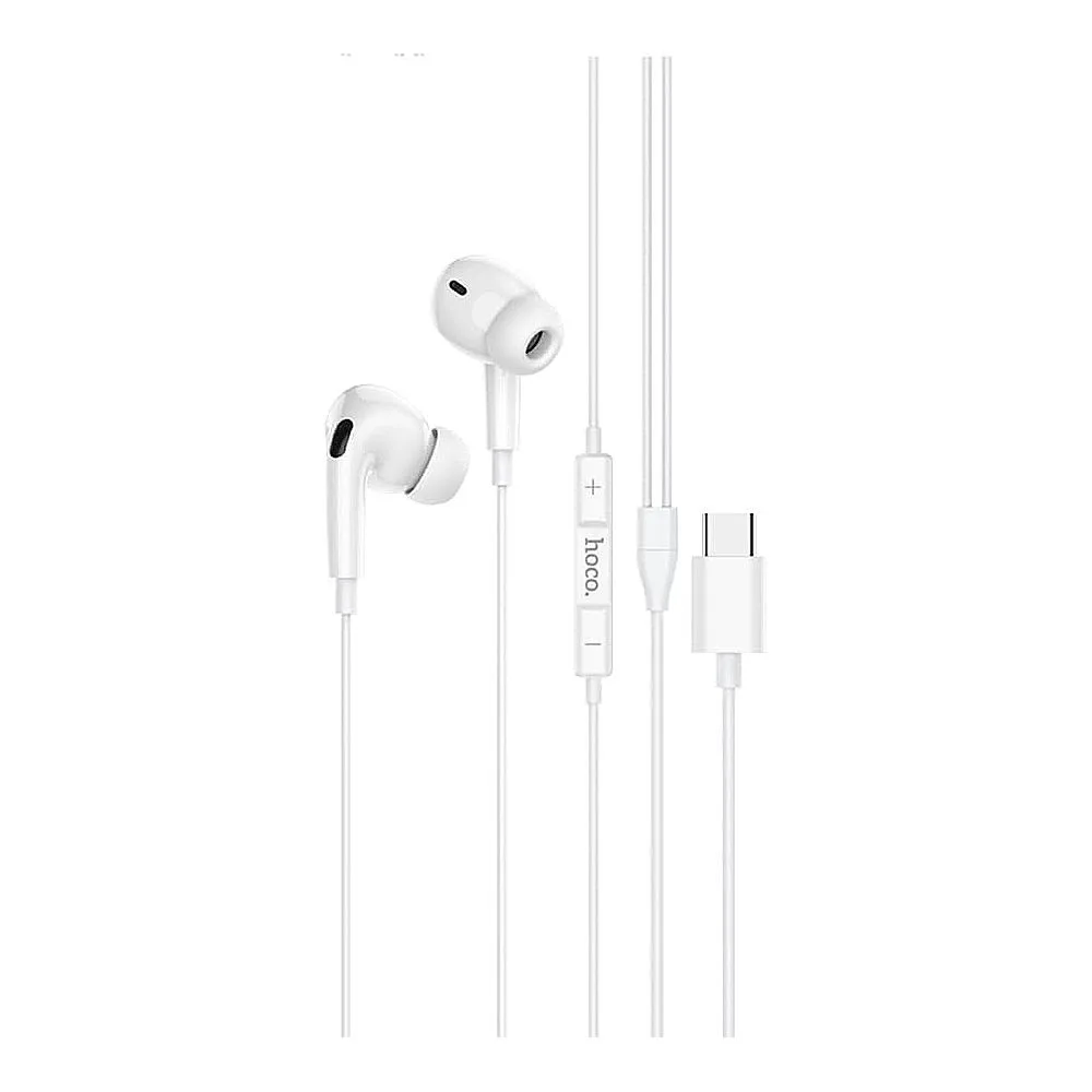HOCO Pro Crystal Sound USB-C Wire-Controlled Digital Earphones With Microphone, For Huawei, Xiaomi & OnePlus, M101, White