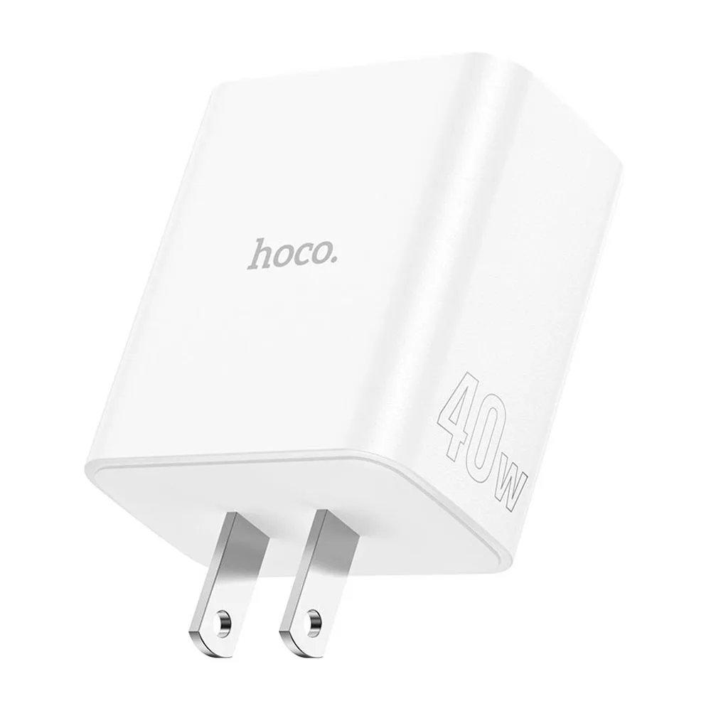 Comfortable casual hoco pure power charger, 1 x usb-a 18w + 2 x usb-c 20w ports, c126, white, us
