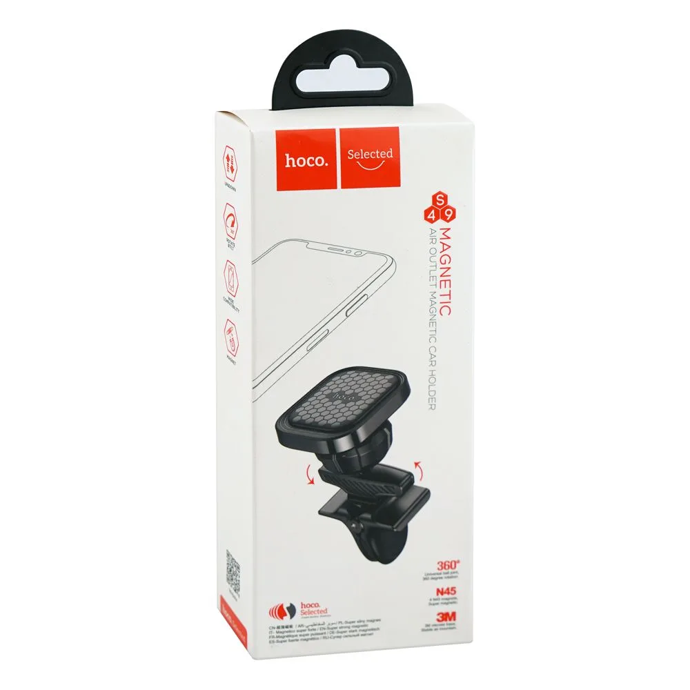 Comfortable casual hoco s49 air outlet magnetic car holder, black
