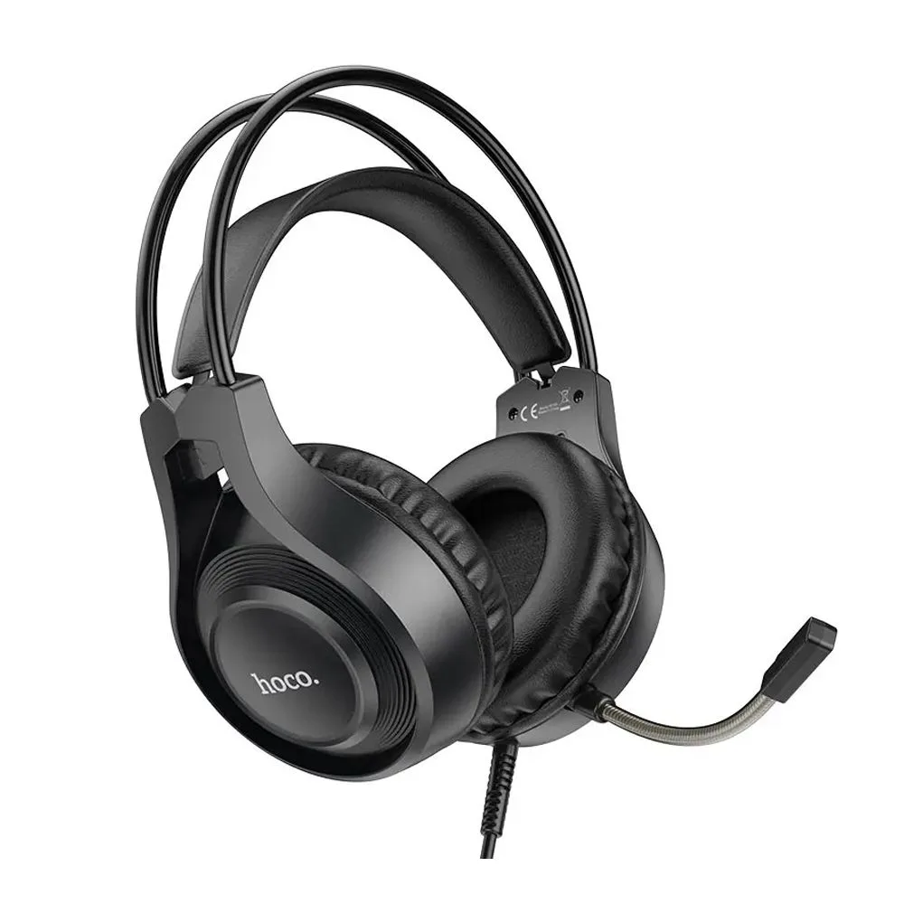 Comfortable casual hoco tiger gaming headset with 1.8 meter cable, w106, black