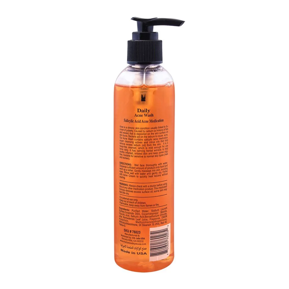 Side view of hollywood style daily ph 5.6 acne wash 250ml