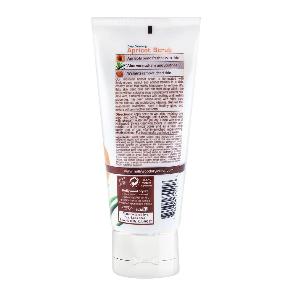 Side view of hollywood style deep cleansing apricot scrub 150ml