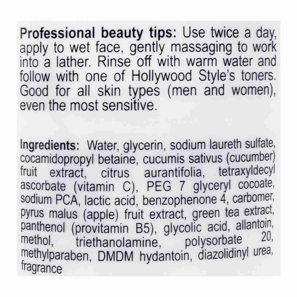 Comfortable casual hollywood style dual action face wash, cucumber & citrus, 150ml