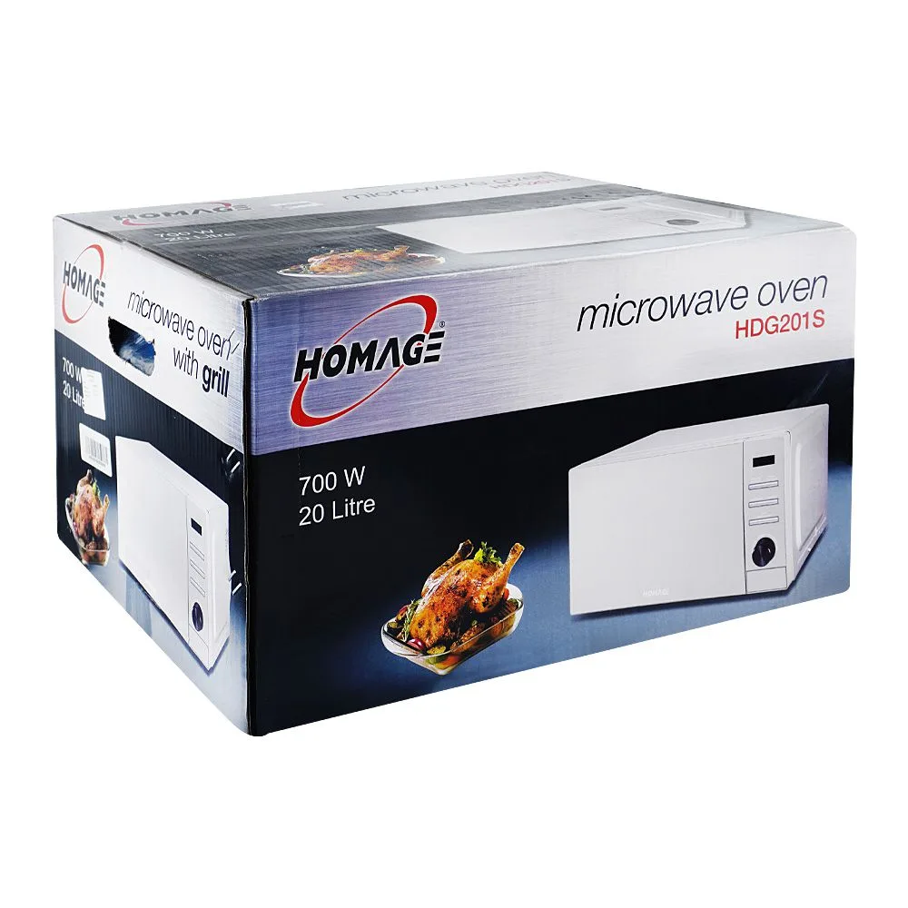 Side view of homage microwave oven, 700w, 20 liters, hdg-201s