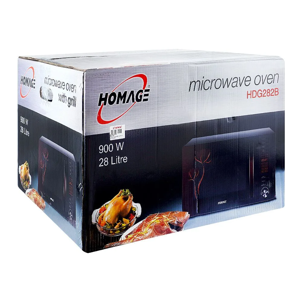 Side view of homage microwave oven with grill, 900w, 28 liters, hdg-282b