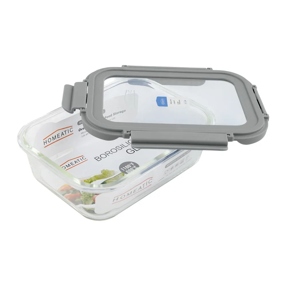 Homeatic Glass Storage Container, 370ml, Grey, HMT-201
