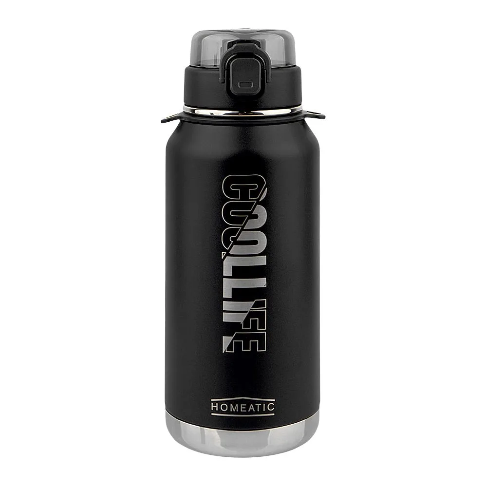 Homeatic Steel Water Bottle, 1100ml, Black, HMV-2004