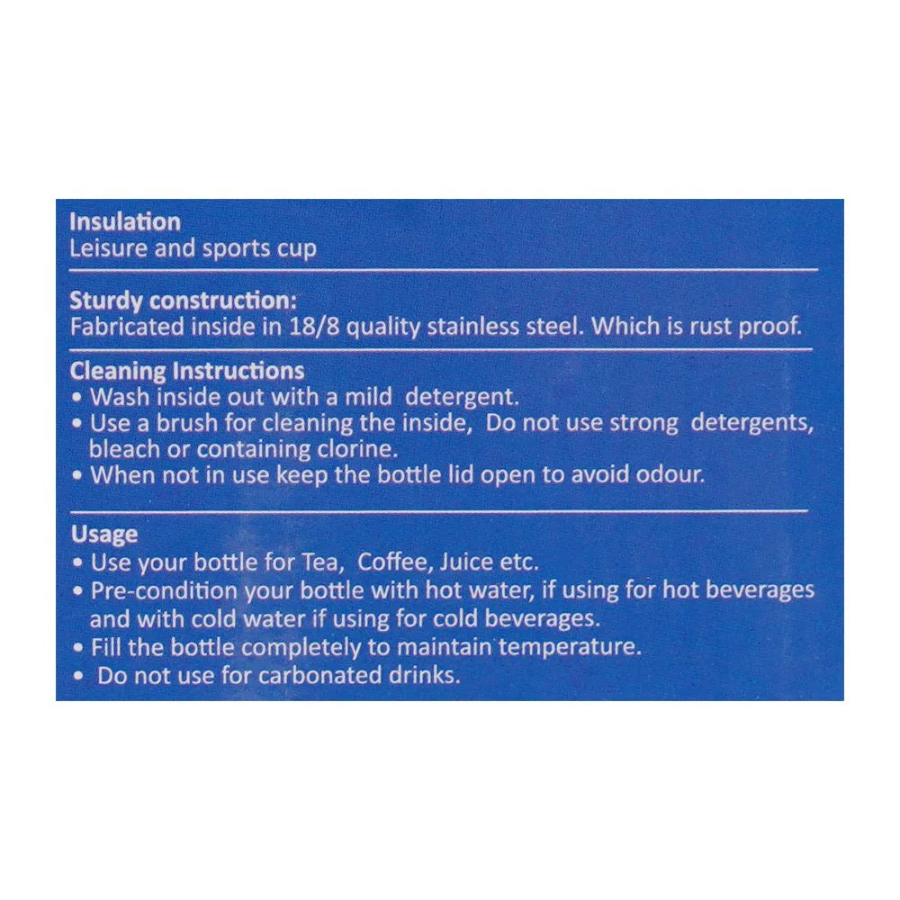 Front angle of homeatic steel water bottle, 1100ml, black, hmv-2004