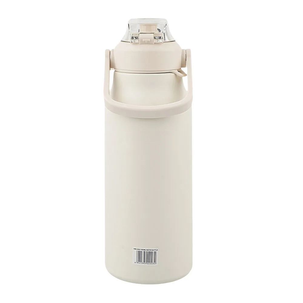 Side view of homeatic steel water bottle, 1800ml, white, hmv-2003