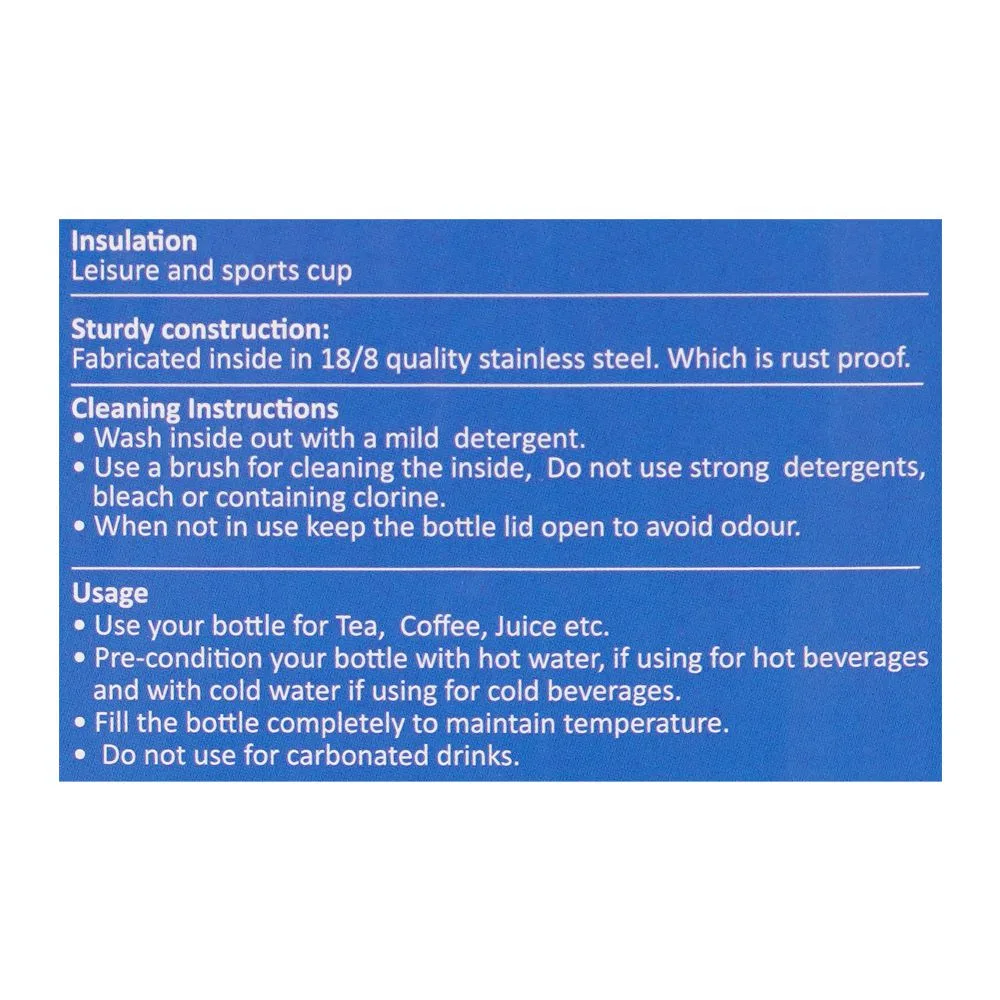 Front angle of homeatic steel water bottle, 1800ml, white, hmv-2003