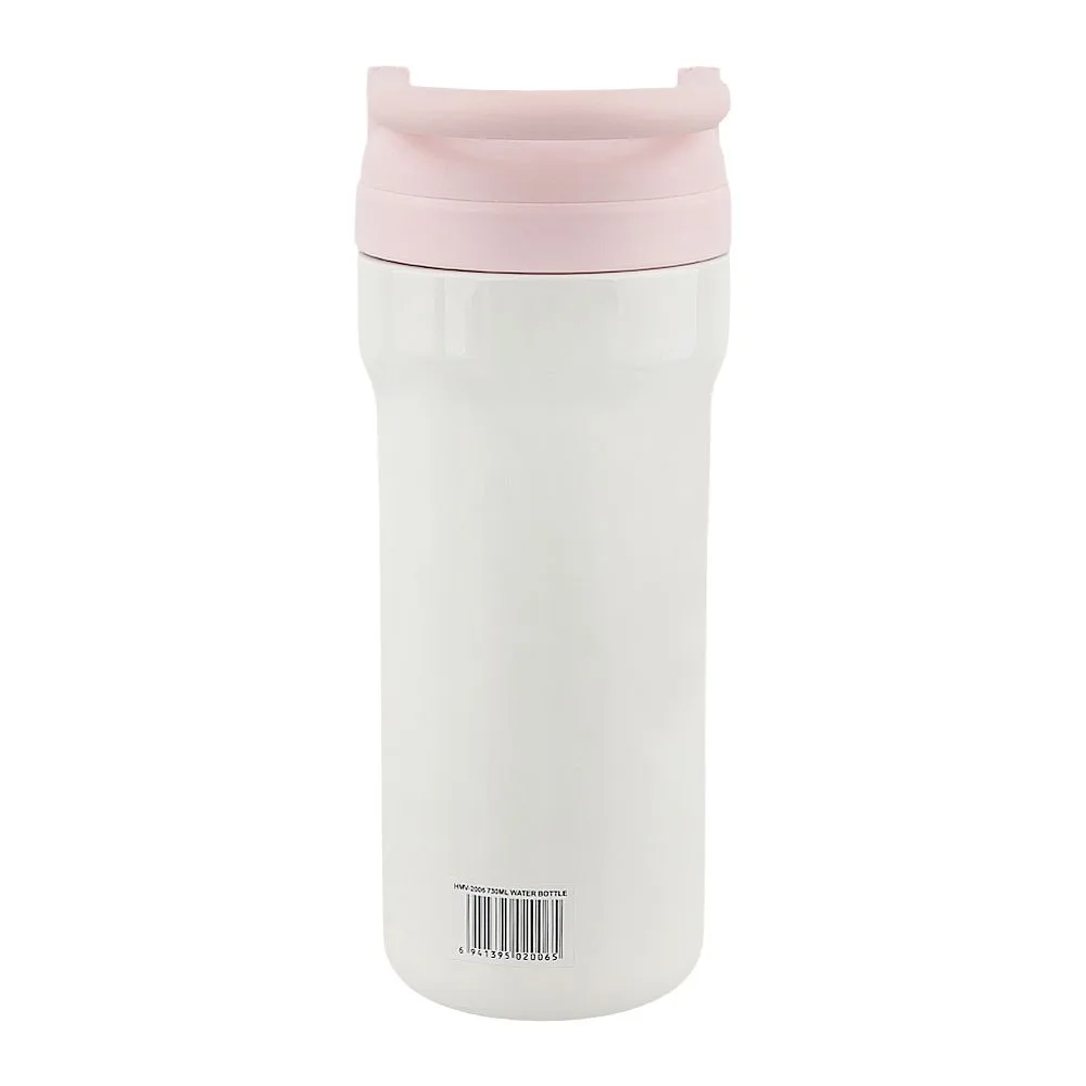 Side view of homeatic steel water bottle, 730ml, pink, hmv-2006