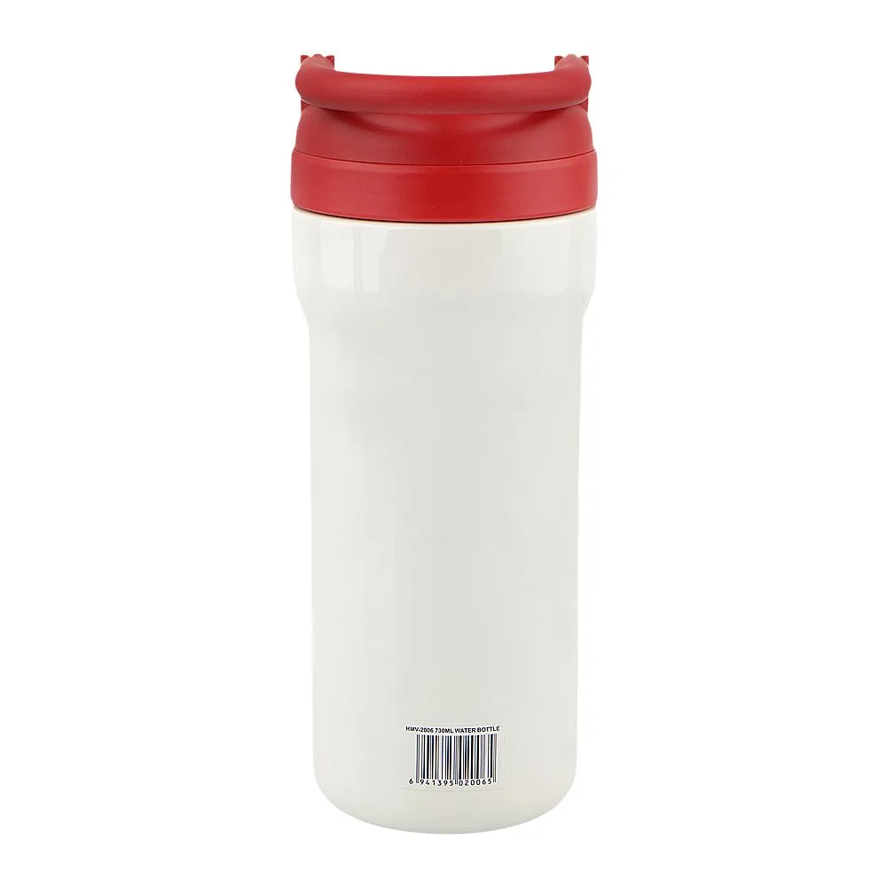 Side view of homeatic steel water bottle, 730ml, red, hmv-2006
