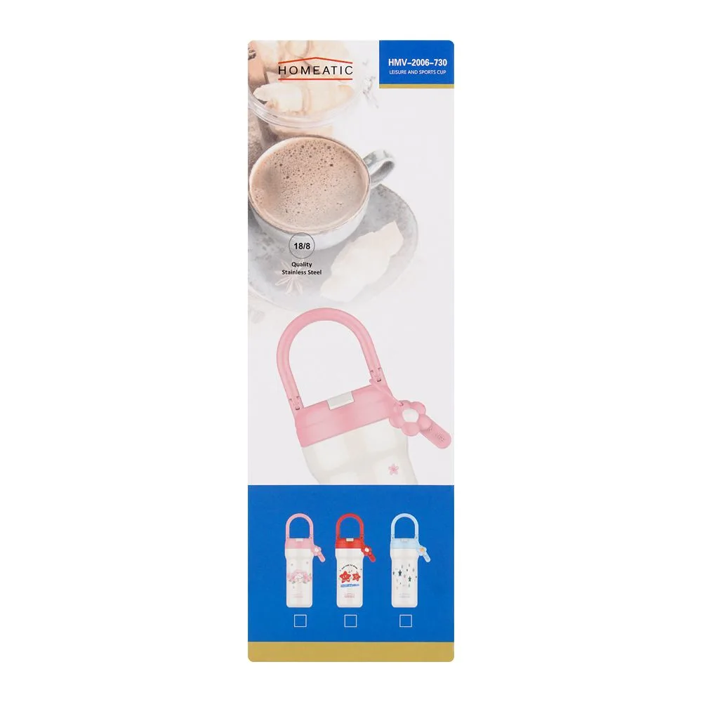 Close-up design of homeatic steel water bottle, 730ml, red, hmv-2006