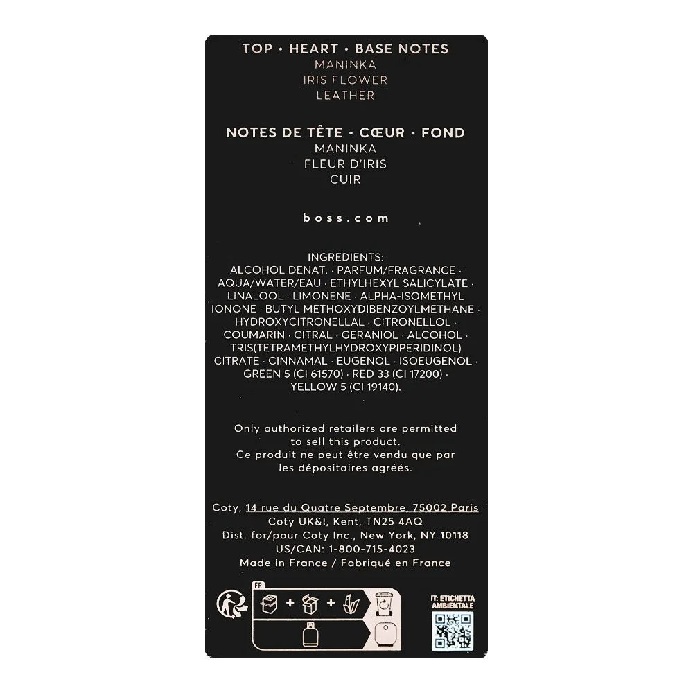 Side view of hugo boss the scent for her refillable, eau de parfum, for women, 100ml
