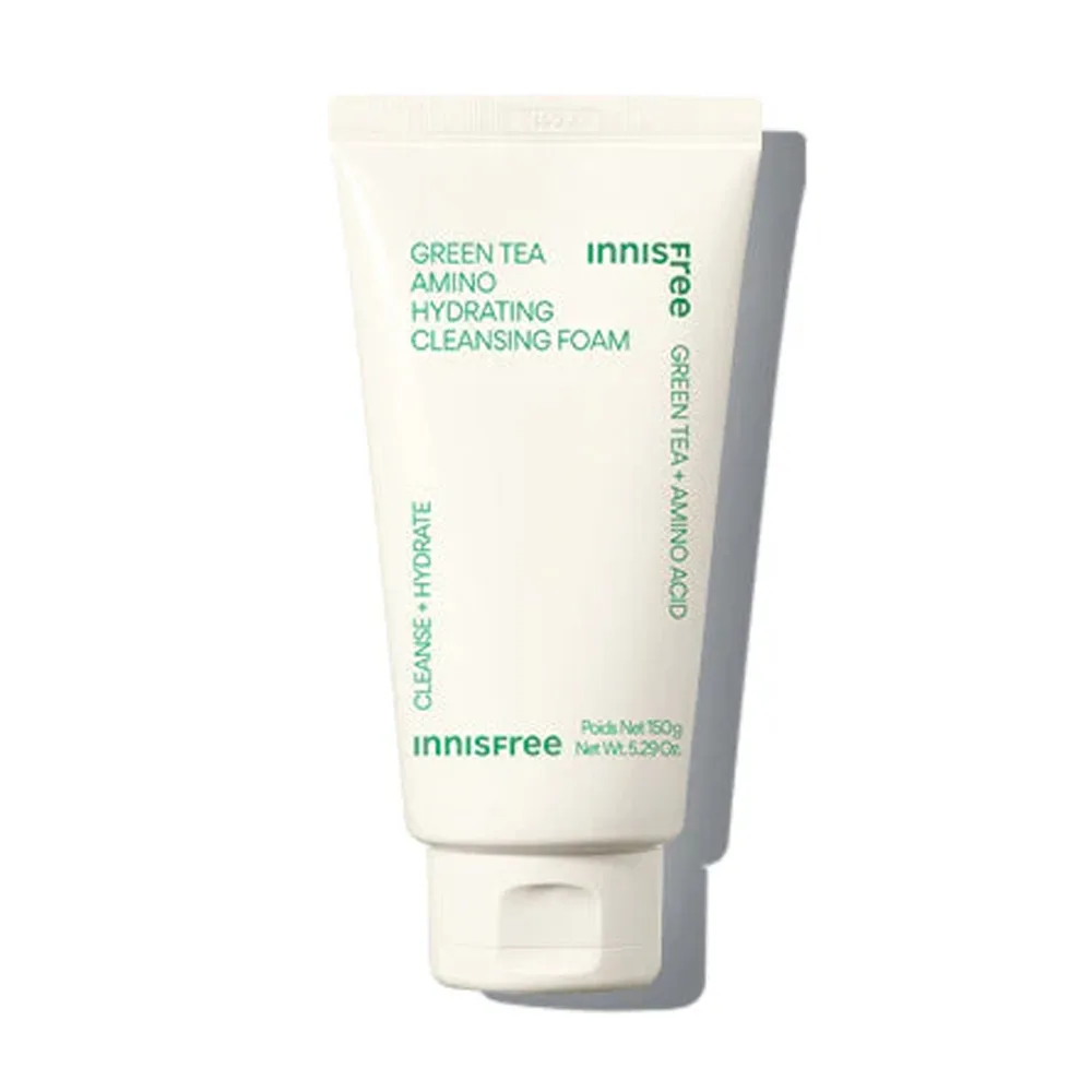 Innisfree Hydrating Cleansing Foam, Vegan, Green Tea + Amino Acid, For Hydrating & Moisturizing, 150g