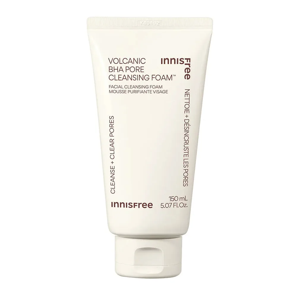 Innisfree Volcanic BHA Pore Cleansing Foam, Glycolid + Salicylic Acid, Paraben & Sulfates Free, For Combination & Oily, 150g