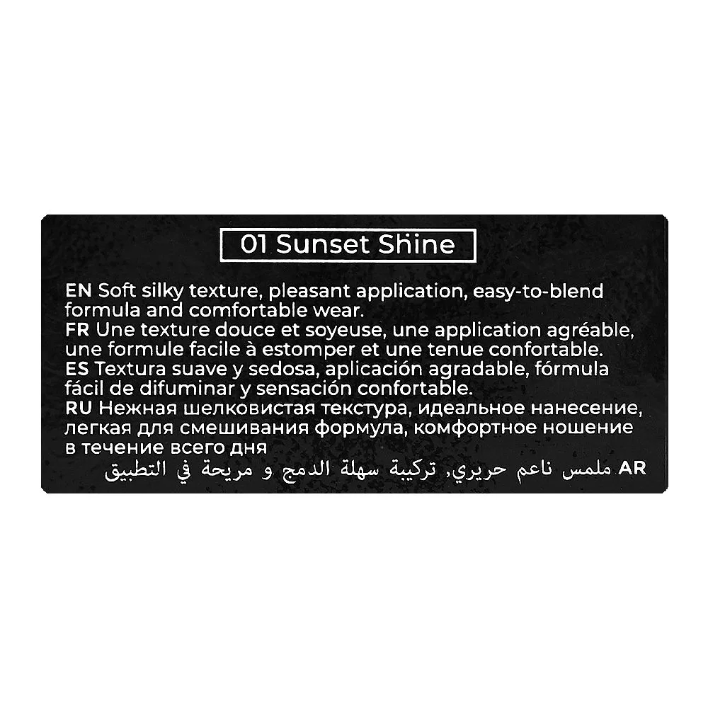 J. Note Flawl Eyeshadow Palette, 9 Shades, 0.79g Each, 01 Sunset Shine shades and color detail